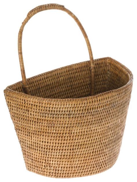 La Jolla Handwoven Rattan Wall Basket Large Tropical Baskets By