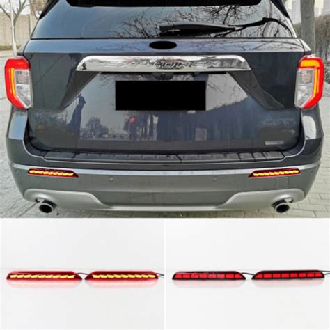 Red Rear Fog Brake Lamp Bumper Reflector Lights For Ford Explorer 19 22