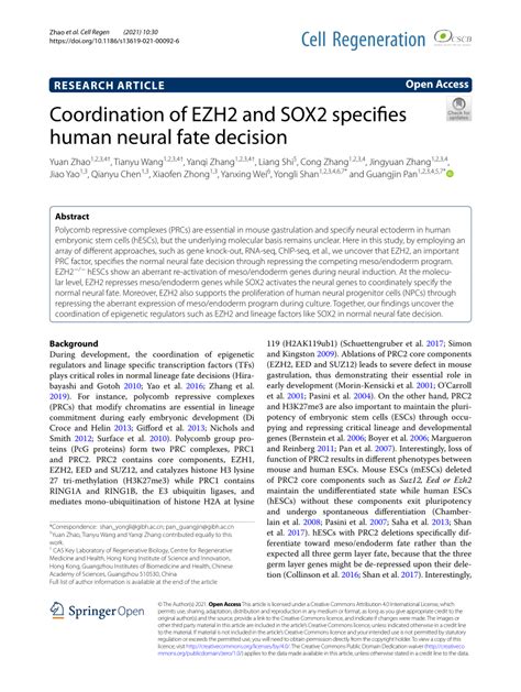 Pdf Coordination Of Ezh And Sox Specifies Human Neural Fate Decision