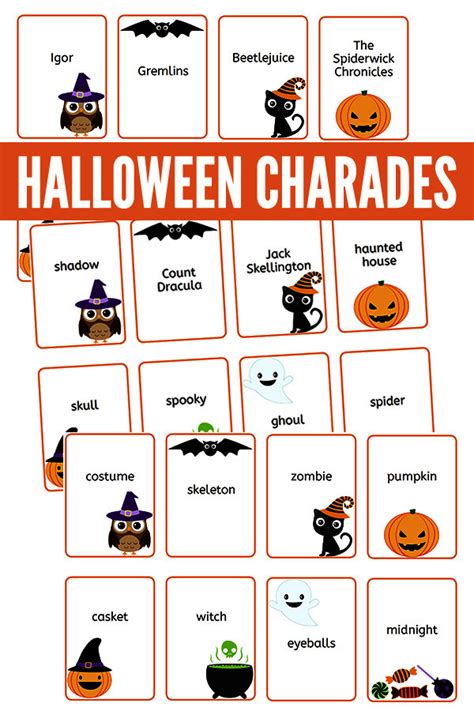 Printable Halloween Charades Game Cards Artofit