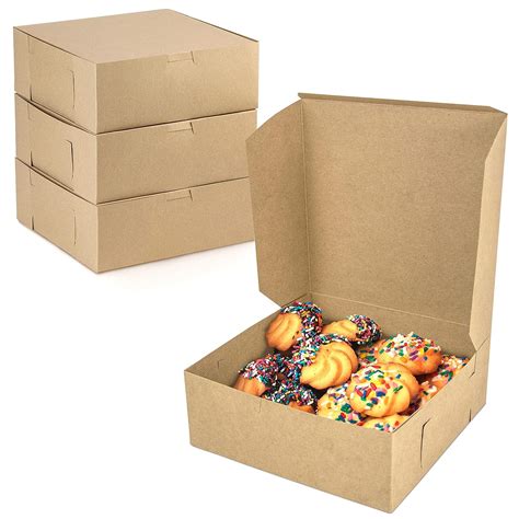 25 Pack Kraft Bakery Pie Box 8 X 8 X 3 Inch Brown Paper Cardboard