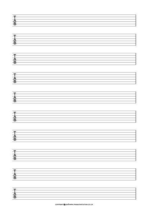 Free Printable Guitar Tablature Paper - Free Printable