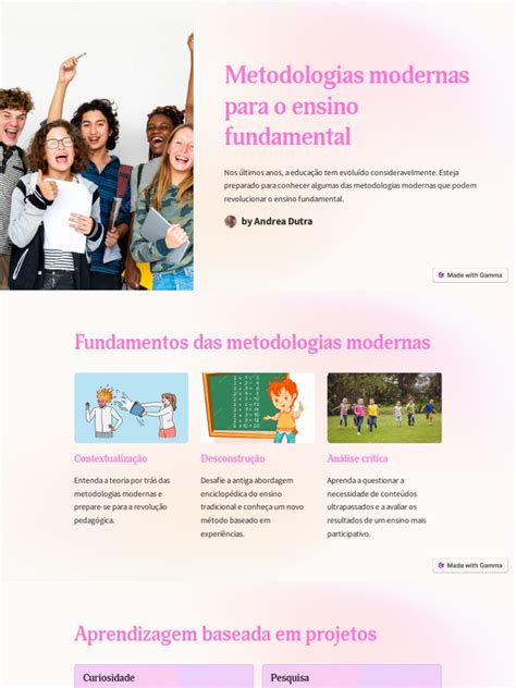 Metodologias Modernas Para O Ensino Fundamental Pdf Aprendizado