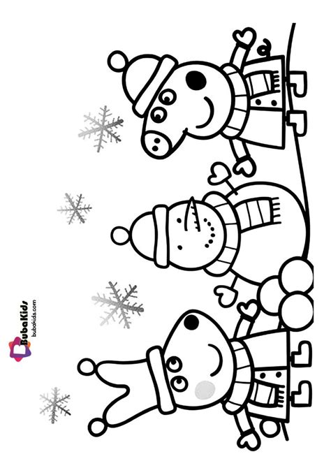 Peppa Pig Happy Christmas Coloring Page | BubaKids.com