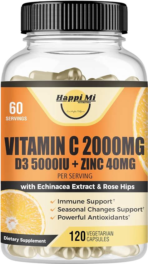 Amazon Happi Mi Nutrition Vitamin C 2000MG Zinc 40 Mg Vitamin D3