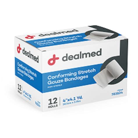 Dealmed 4 Conforming Stretch Gauze Bandages 4 X 4 1 Yards Stretched