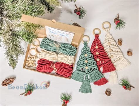 Macrame Christmas Tree Diy Kit Christmas Craft Ts Etsy