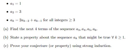 Solved A1 1 A2 3 Ak 2ak−2 Ak−1 For All Integers ≥3 A