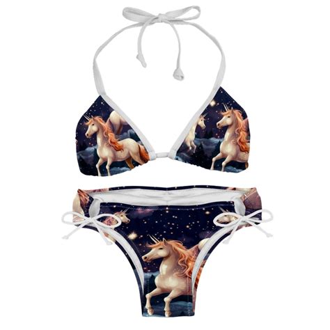 Starry Unicorn Detachable Sponge Adjustable Strap Bikini Set Two Pack Swimsuits For Women