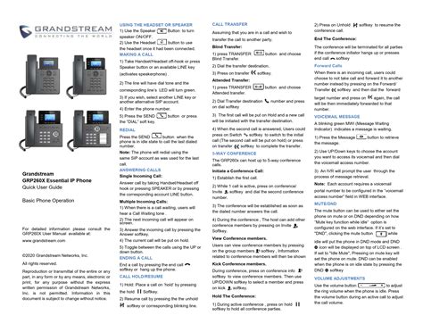 Grandstream GRP260X Essential IP Phone Quick User Guide