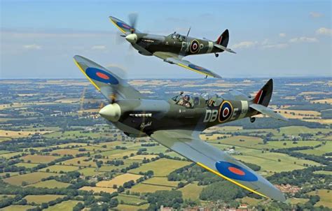 Wallpaper Fighter, Pair, Spitfire, Supermarine Spitfire, RAF, The ...