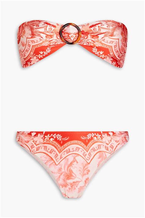 Zimmermann Ring Embellished Printed Bandeau Bikini The Outnet