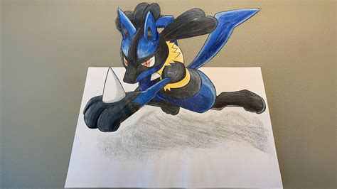 【トリックアート】ポケモンのルカリオで立体絵描いてみた！ Pokemon Lucario 3d Drawing Youtube