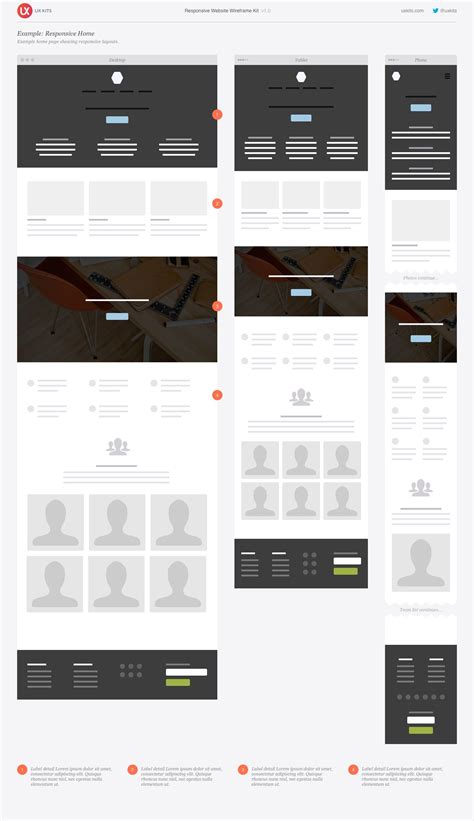 Responsive Website Wireframe Kit Wireframe Wireframe Design Web