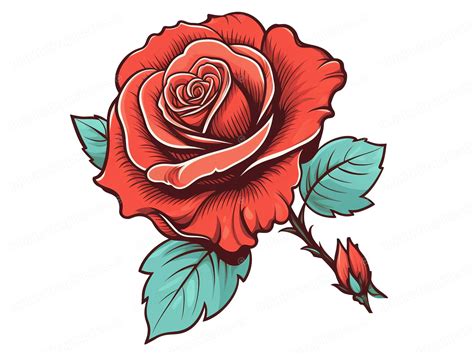 Vector Style Red Rose Clipart, Red Roses for Shirts, Stickers, Tumblers ...