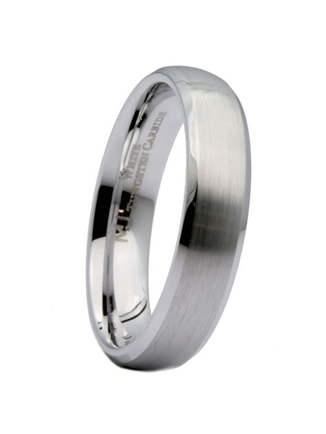 MJ Metals Jewelry Unisex White Tungsten Carbide 5mm Brushed Curved With