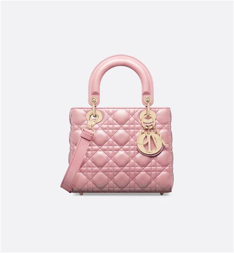 Small Lady Dior Bag Melocoton Pink Pearlescent Cannage Lambskin Dior