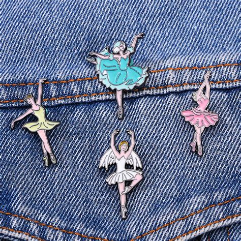 Pretty Dancer Collection Enamel Brooches Ballerina Girl Figure Lapel