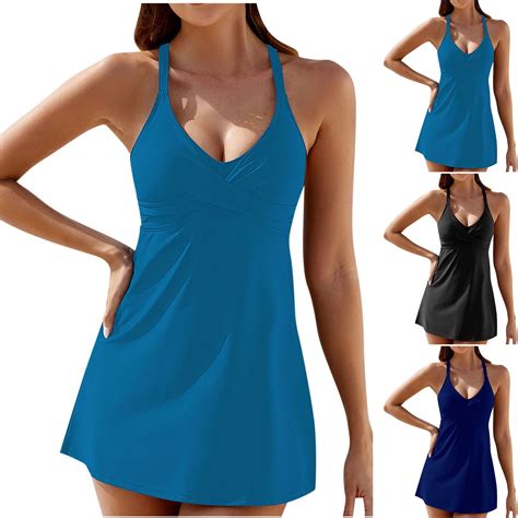 Edhitnr Bathing Suit For Women Fashion Solid Color Crew Neck One Piece