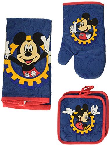 Disney Mickey Mouse Blue Gear Pc Kitchen Set Towel Oven Mitt