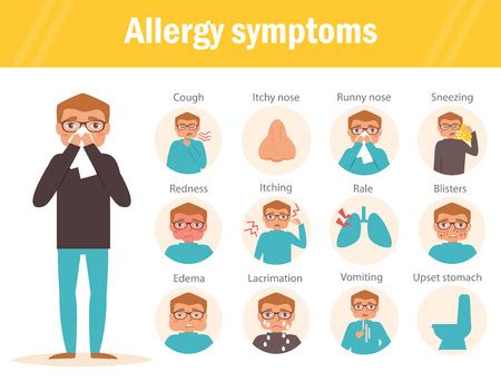 Vector of Allergy symptoms. Cough, - ID:68184597 - Royalty Free Image ...