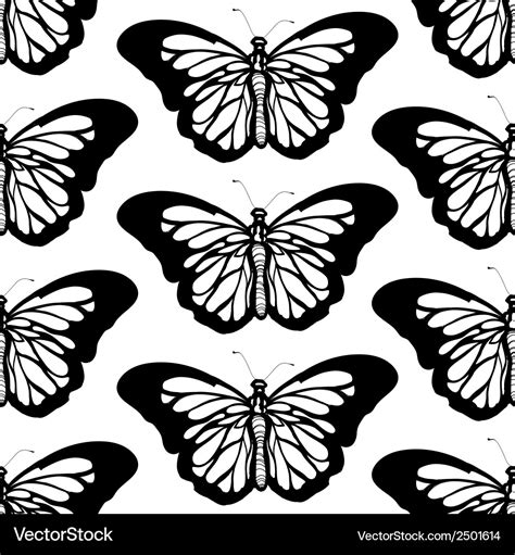 Graphic butterfly black and white seamless pattern