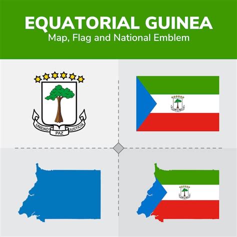 Equatoriaal Guinea Kaart Vlag En Nationaal Embleem Premium Vector