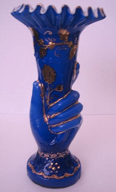 Cased Cobalt Blue And Gilded Hand Vase Vase Cobalt Blue Animal Art