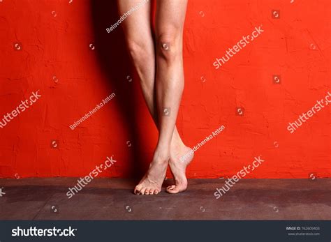 Naked Woman Ballerinas Legs On Red Stock Photo Shutterstock