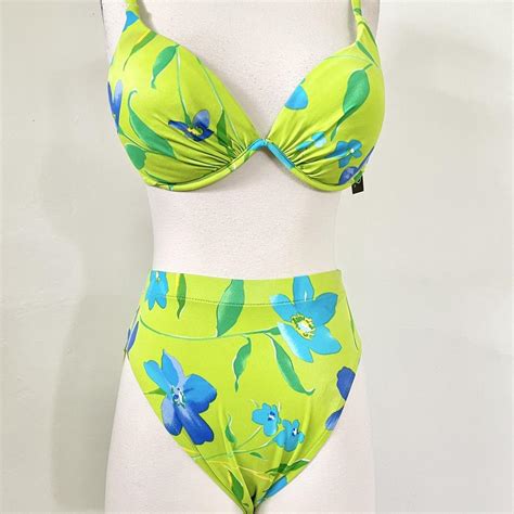 Vintage Floral Bikini Details S Ny Co High Depop
