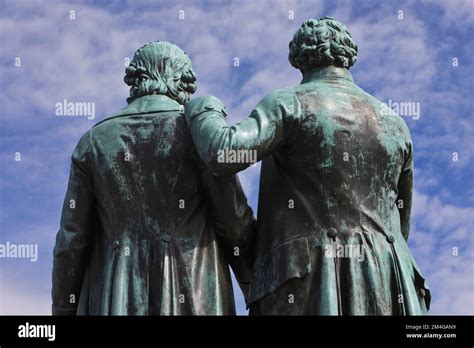 Goethe Schiller Monument Bronze Double Statue In Front Of The