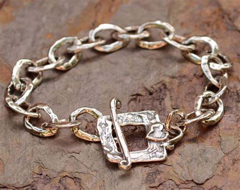 Signature Chunky Links Sterling Silver Bracelet With Heart Etsy