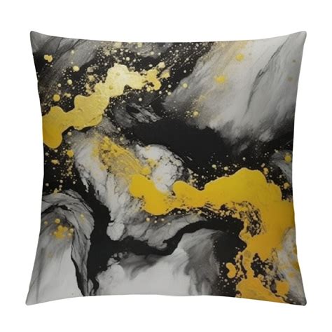 Ruiyc Abstract Black Gold Marble Texture Throw Pillow Cover Luxury