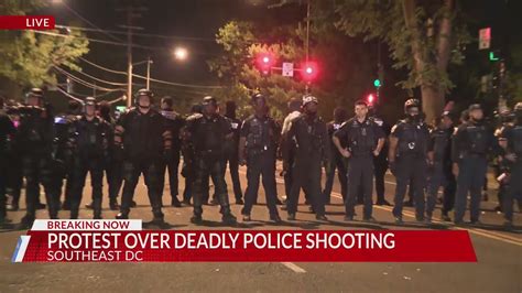 Protesters At MPD Headquarters In SE DC After Body Cam Footage Of Fatal