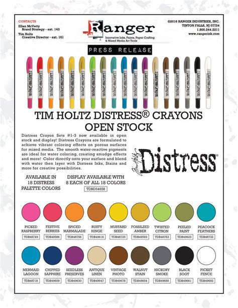 New Products From Ranger Distress Crayons Tim Holtz Distress Crayons Alcohol Ink