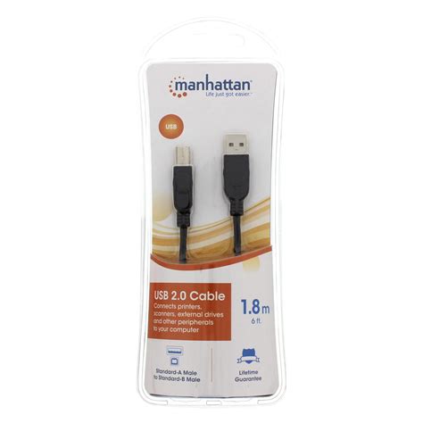 Manhattan Black A Male To B Male Usb Hi Speed Cable Shop Connection