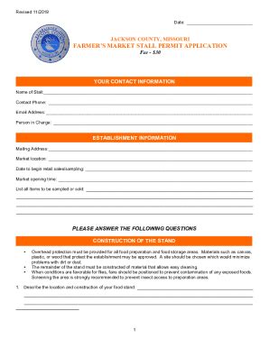 Fillable Online FARMER S MARKET STALL PERMIT APPLICATION Fax Email