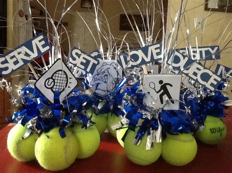 Tennis centerpieces up cycle | Tennis party decorations, Tennis decorations, Tennis ball crafts