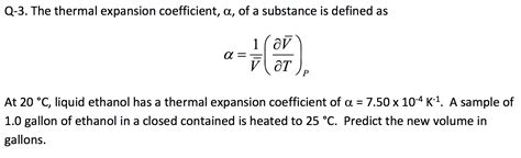 Answered Q The Thermal Expansion Coefficient Bartleby