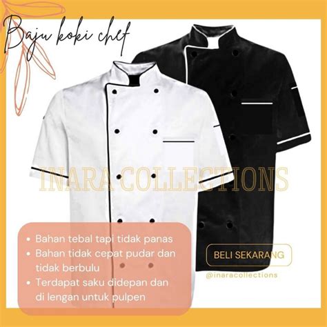 Jual Baju Seragam Koki Chef Lengan Pendek Jacket Uniform Unisex Pria