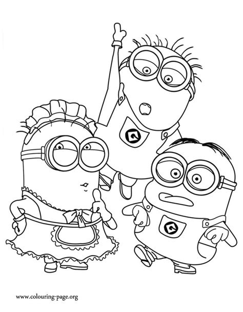 Minions Tom Mark And Phil Coloring Page Minion Coloring Pages