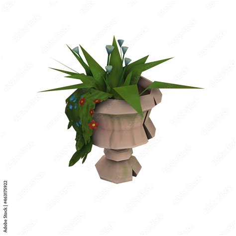 render 3d model low poly flower with hand-drawn texture in cartoon ...