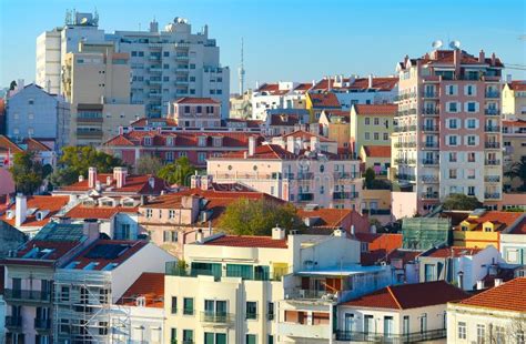 Lisbon Architecture Inthe Sunlight. Background. Portugal Stock Photo - Image of roof, house ...