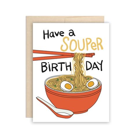 Ramen Soup Birthday Card Funny Soup Birthday Birthday Etsy Canada