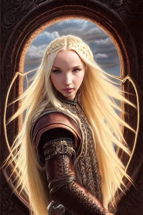 Mystical Mage Blonde Braided Hair Dove Cameron Closing Stable Diffusion