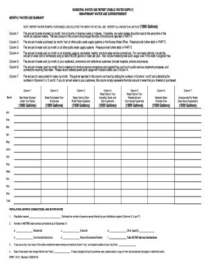 Fillable Online Pubs Usgs MUNICIPAL WATER USE REPORT PUBLIC WATER