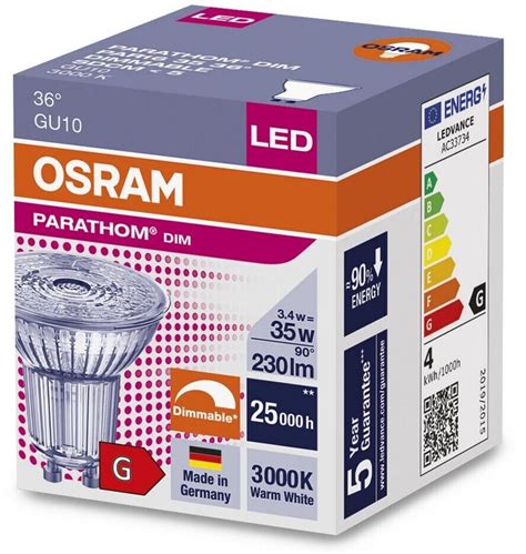 Osram Led Parathom Par16 3 7 35w 930 Gu10 230lm Klar Warmweiß 36