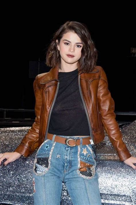 Elegant Selena Gomez Leather Jacket For Women By Tjs The Jacket Seller