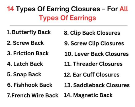 14 Types Of Earring Closures For All Types Of Earrings