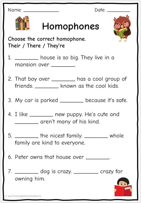 Homophone Worksheets Free English Worksheets Worksheets Library